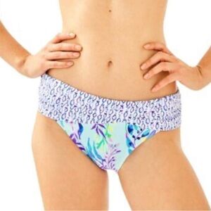NWT Lilly Pulitzer Blue Lagoon Sarong Bikini Bottom Blue Oasis Swim Shady Size 4